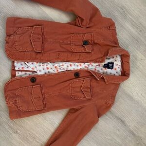 GAP Kids Rust Jean Jacket with Floral Interior